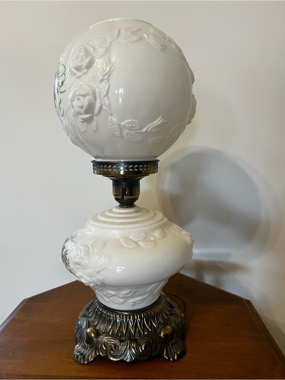 VTG Phoenix Milk Glass cabbage Rose Gone With the Wind 3-way Milk Glass - Picture 4 of 16
